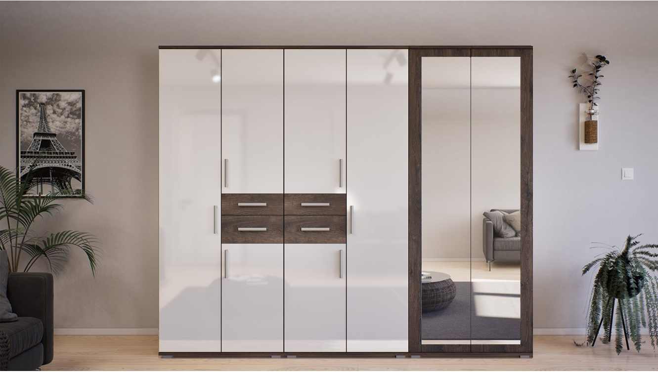 Corpus GIB Salon 11. 240 cm Iszap Tölgy-Magasfényű Fehér