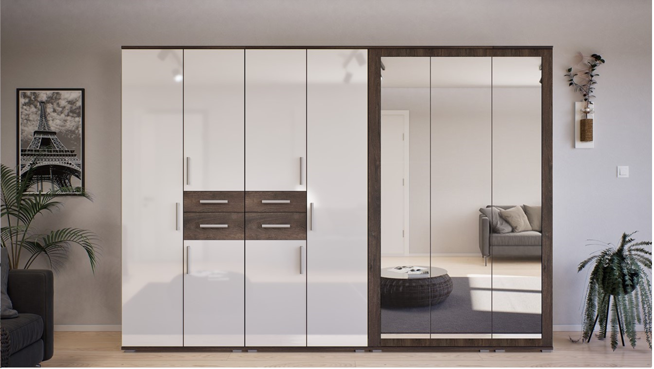 Corpus GIB Salon 13. 280 cm Iszap Tölgy-Magasfényű Fehér