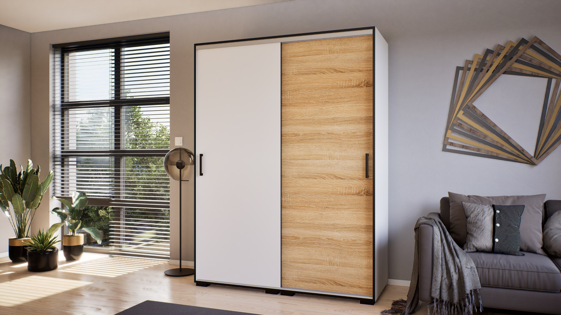 Corpus Tolóajtós RETRO-A 160 cm Fehér-Sonoma