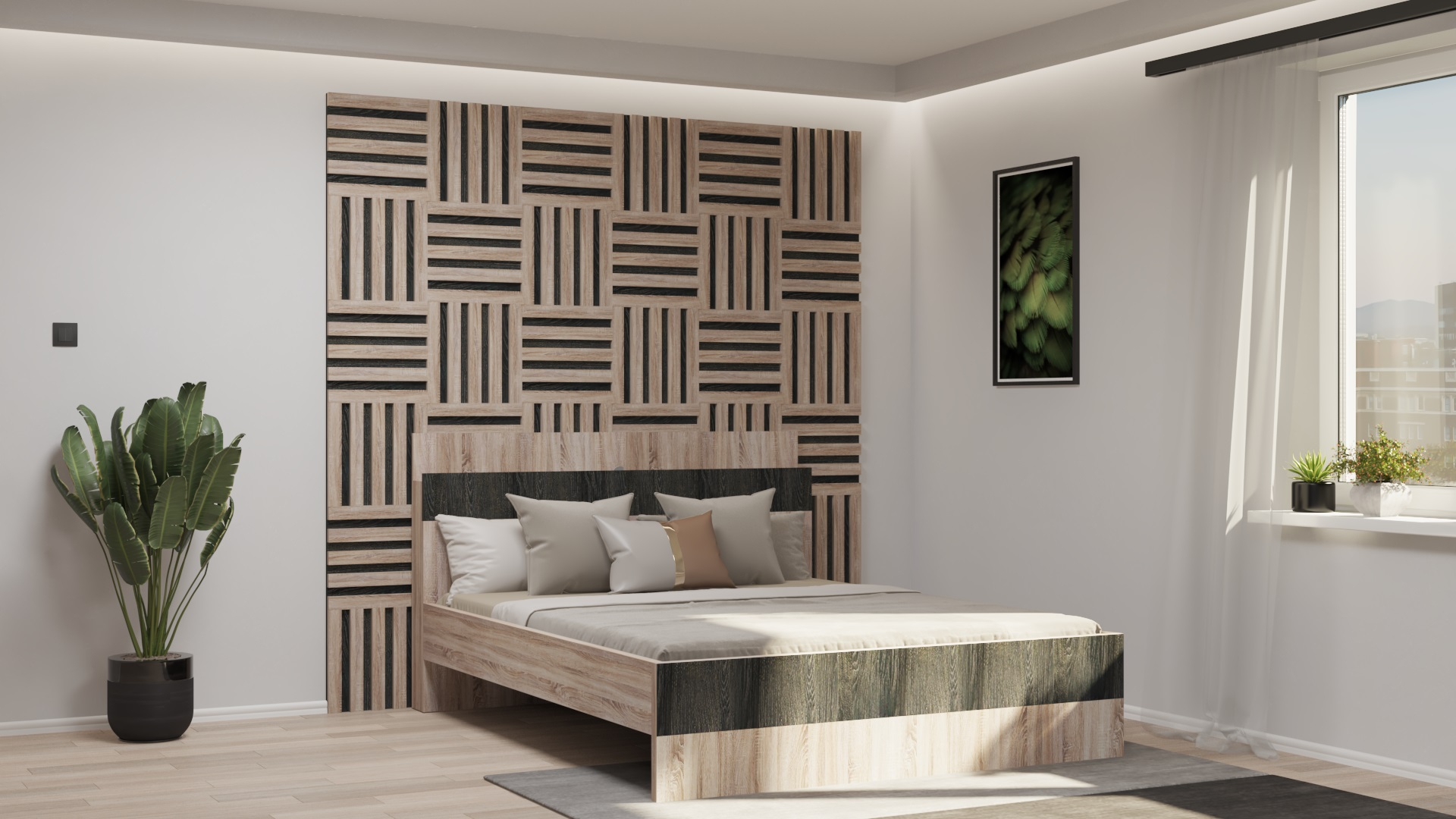 Corpus Tritón Falpanel 39 x 39 cm Lap: Antracit tölgy Léc: Kézműves tölgy