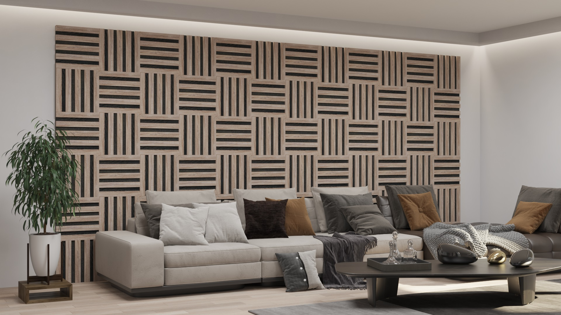 Corpus Tritón Falpanel 135 x 40 cm Lap: Antracit Léc: Kézműves tölgy