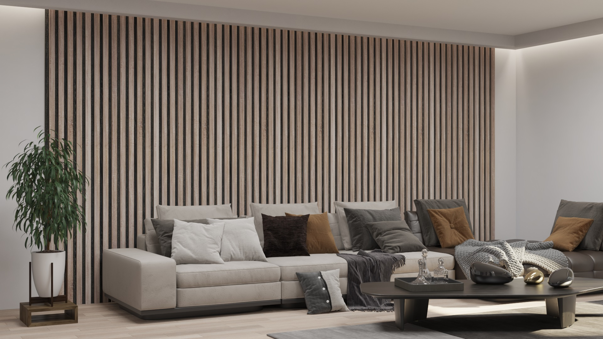 Corpus Tritón Falpanel 240 x 60 cm Lap: Antracit Léc: Kézműves tölgy
