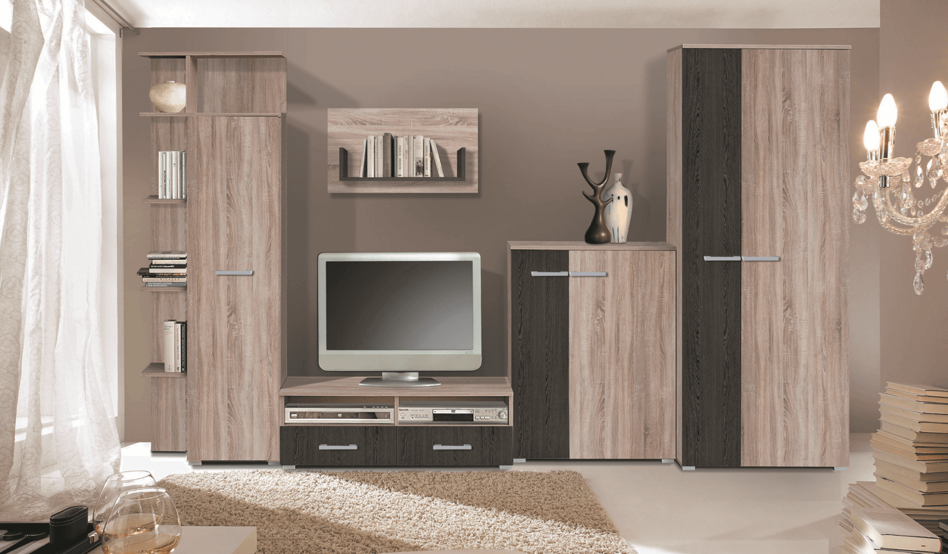 Corpus Maxim Rev 300 cm Sonoma-Sávos Wenge Szekrénysor