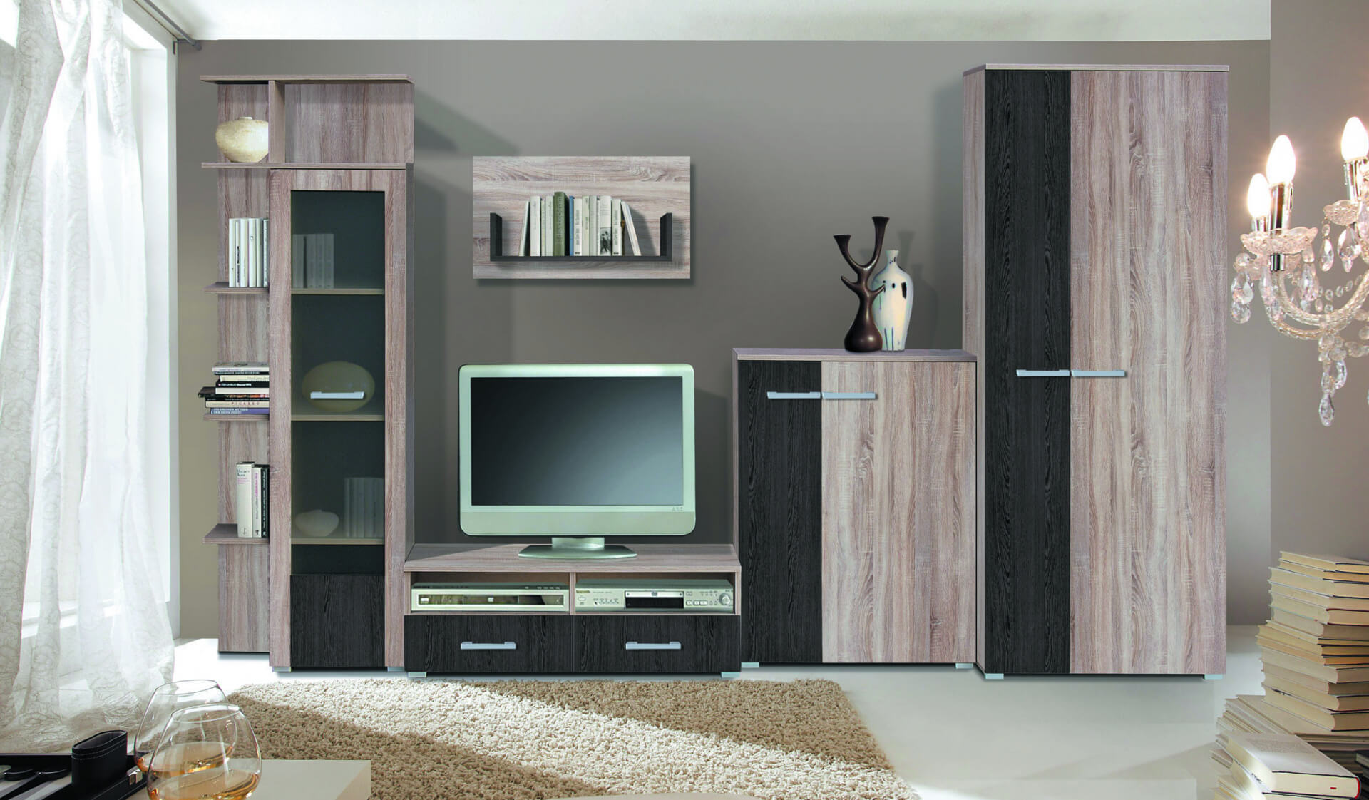 Corpus Maxim Plus 300 cm Sonoma-Sávos Wenge Szekrénysor