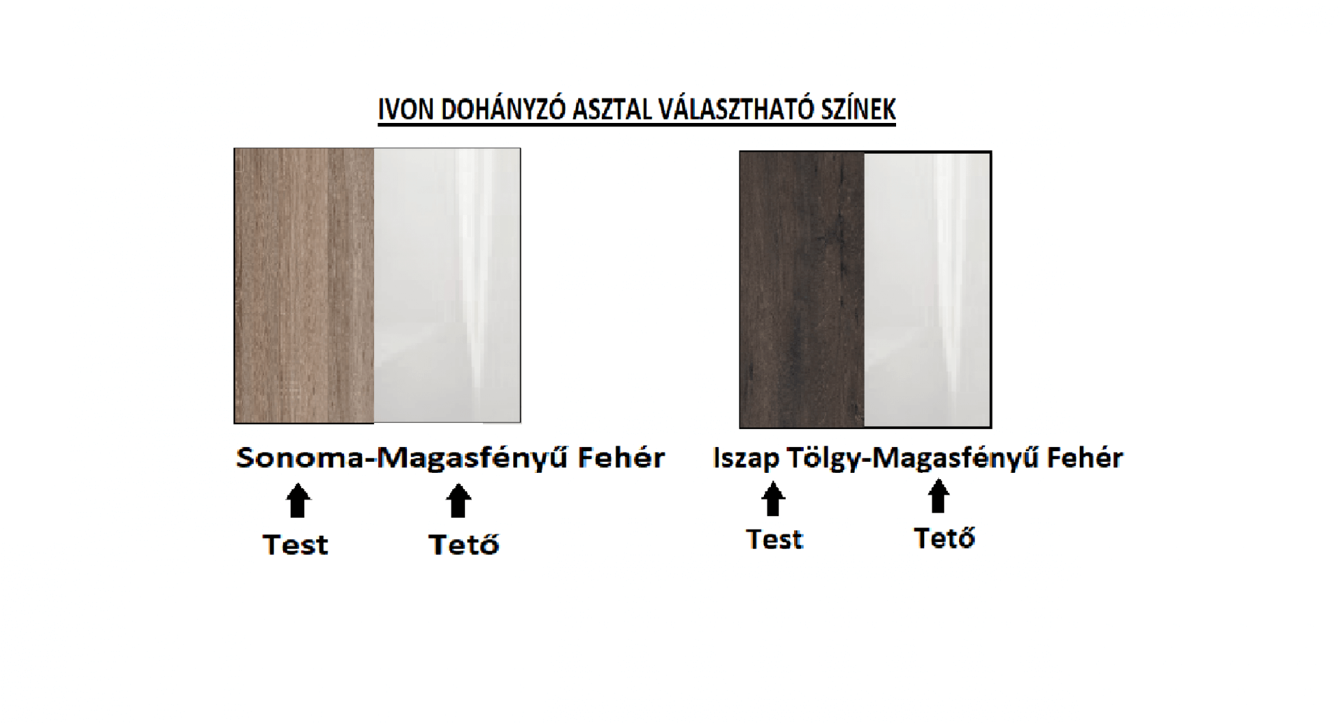 Corpus Ivon Dohányzóasztal 90 cm Sonoma-Magasfényű Fehér