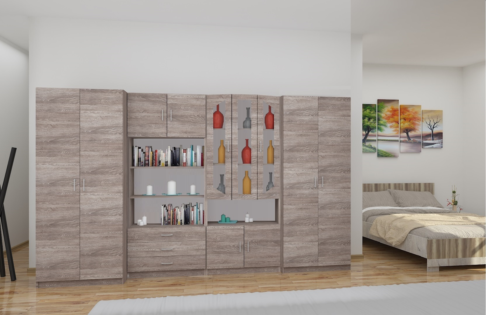 Corpus UNI Viktória 320 cm Trüffel Szekrénysor