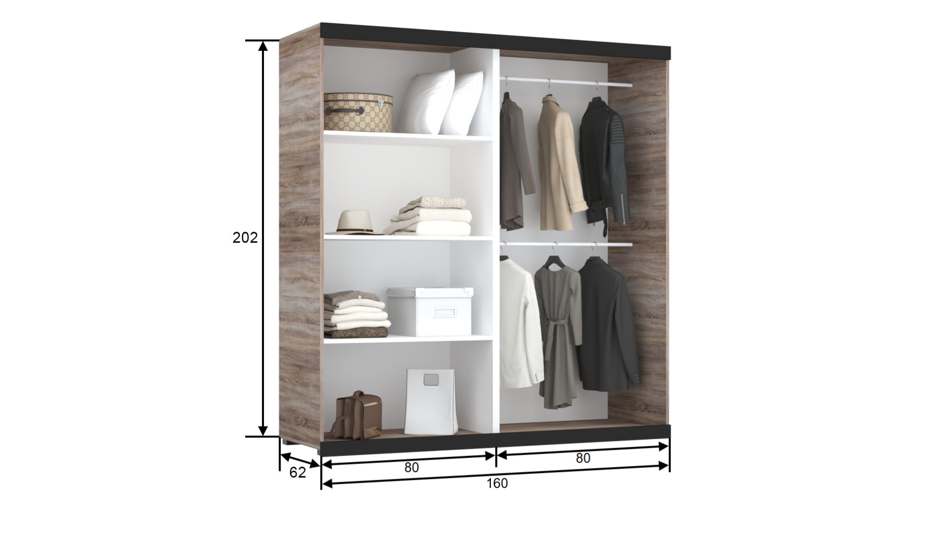 Retro T1-1 160 cm Tolóajtós Gardrób
