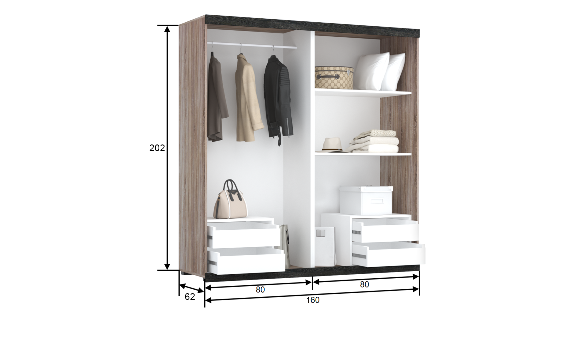 Retro T1-1 160 cm Tolóajtós Gardrób