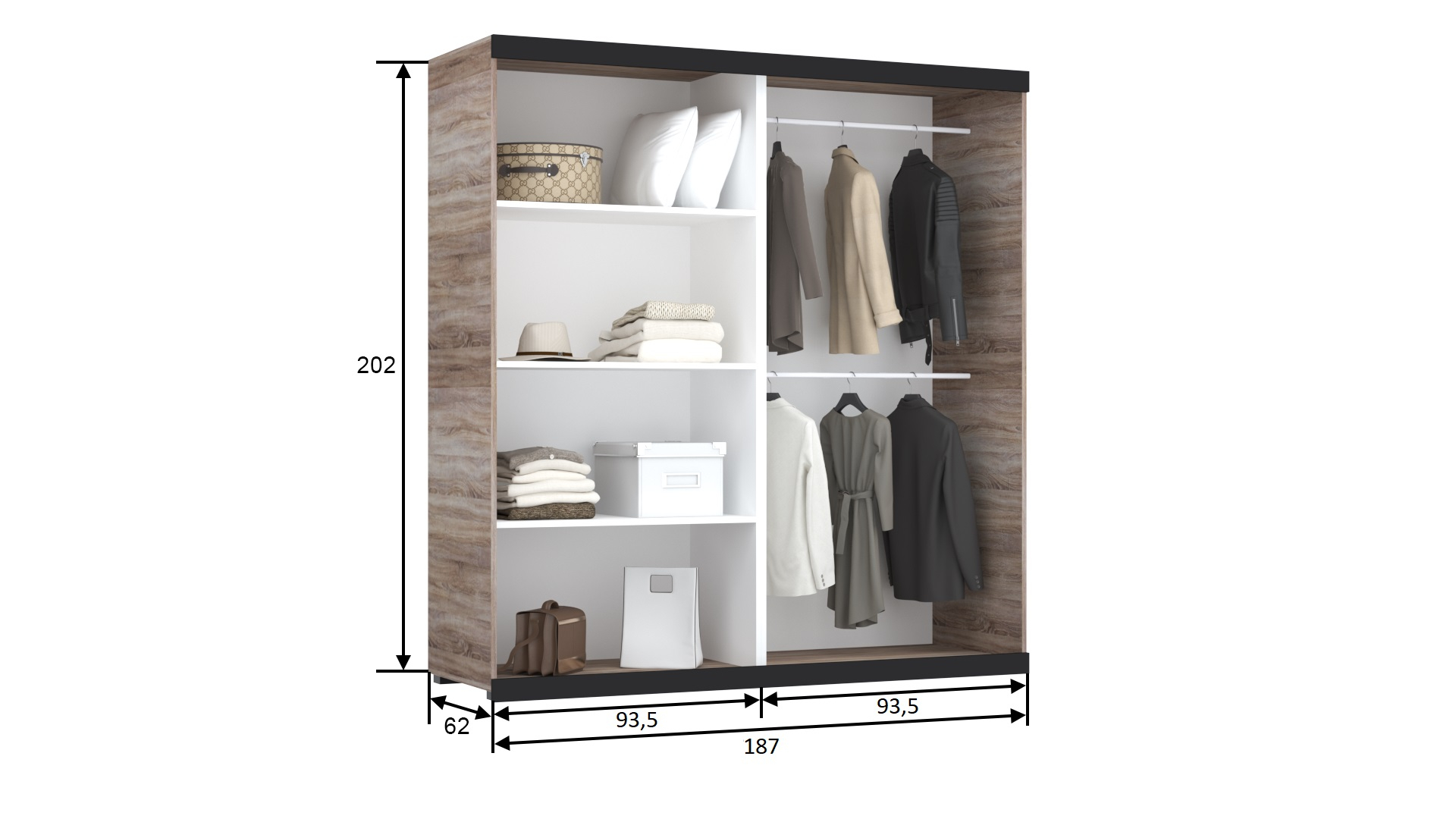 Retro T2-21 187 cm Tolóajtós Gardrób
