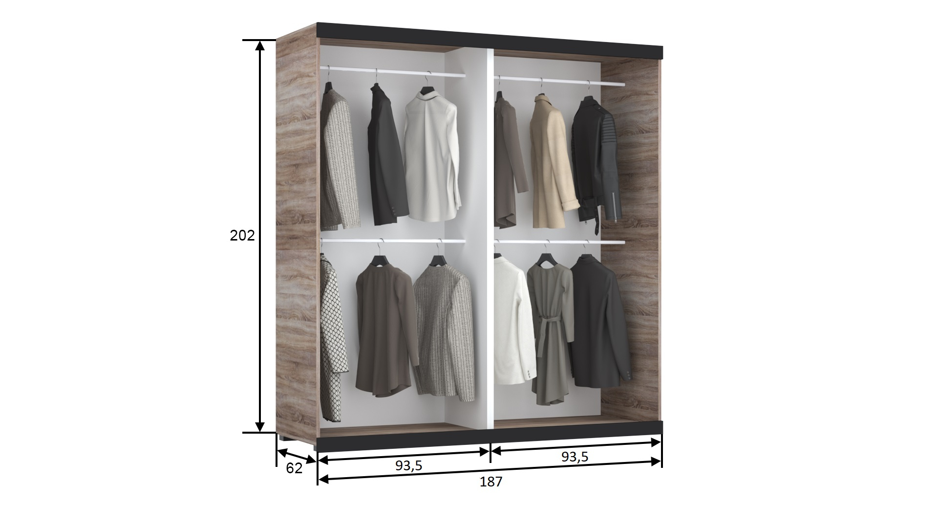 Retro T2-22 187 cm Tolóajtós Gardrób