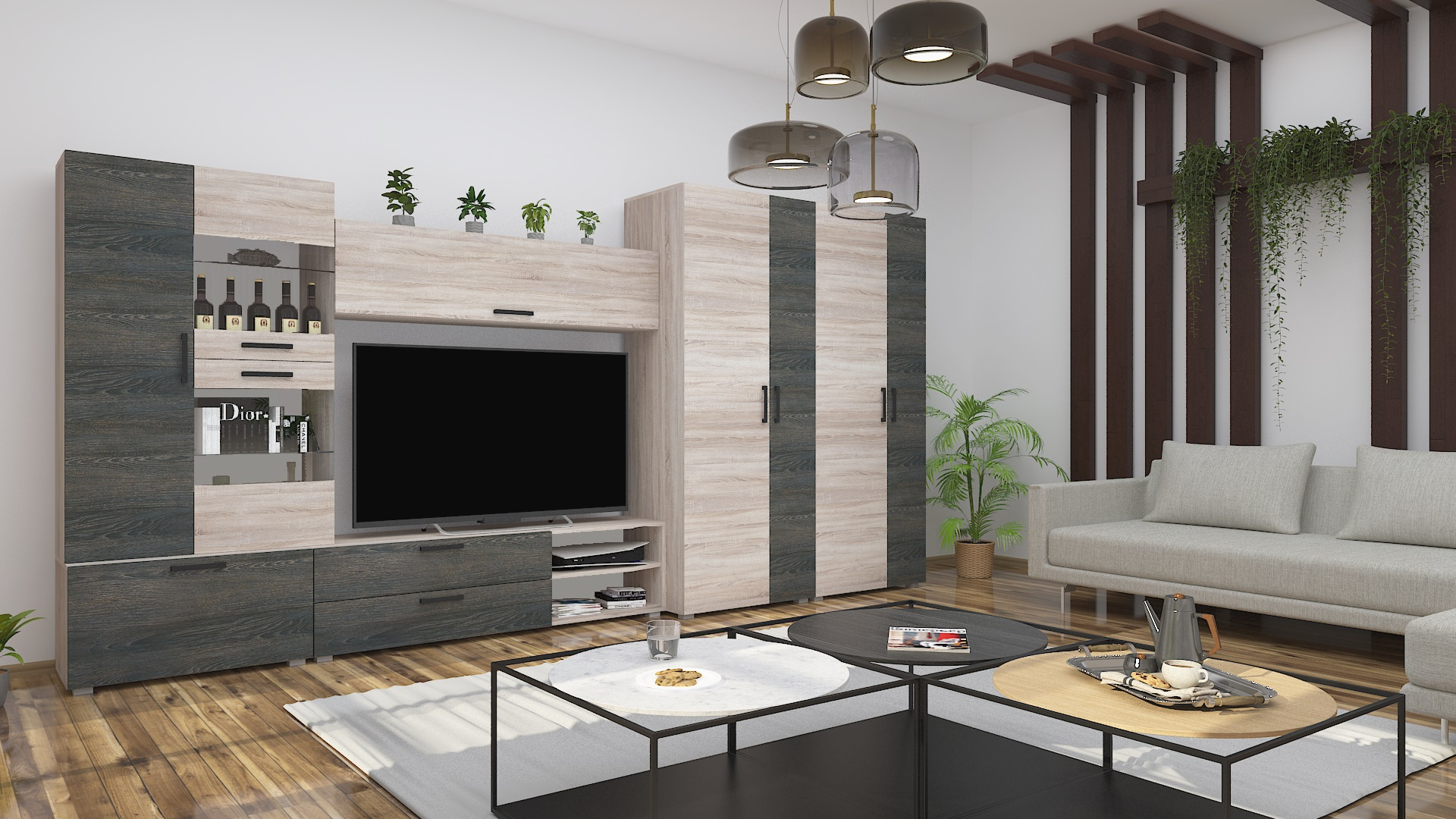 Corpus Capri 6-os összeállítás 400 cm 150 cm-es Tv-s hátlappal Szekrénysor