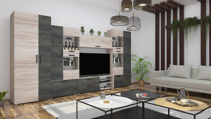 Corpus Capri 7-es összeállítás 390 cm 130 cm-es Tv-s hátlappal Szekrénysor