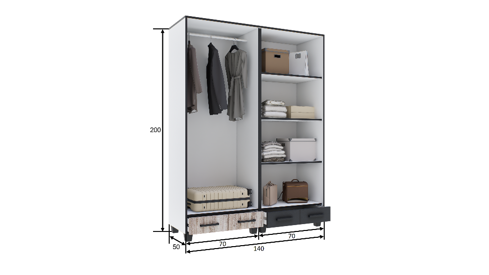 Corpus Borny Gardrób 140 cm Sanremo-Canterbury