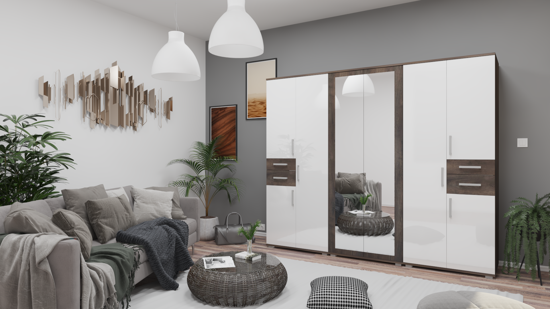 Corpus GIB Salon 8. 240 cm Iszap Tölgy-Magasfényű Fehér